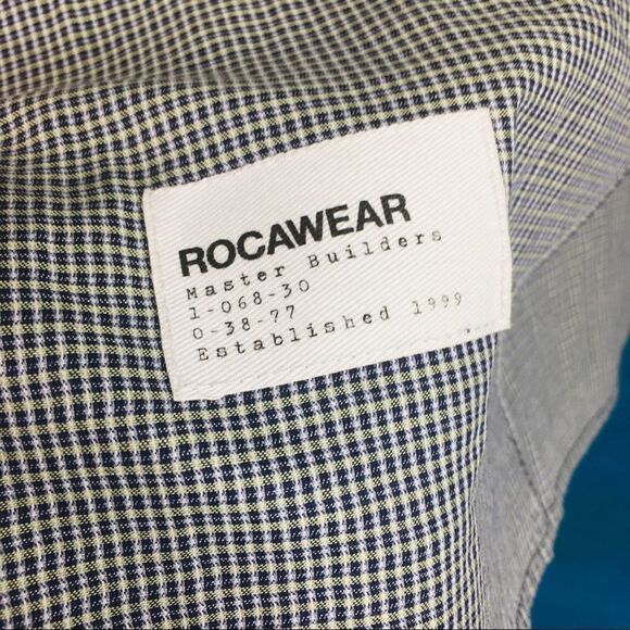 Rocawear Button Down Shirt Leather America Flag Micro Plaid Blue Green XL 2011 - Picture 5 of 13